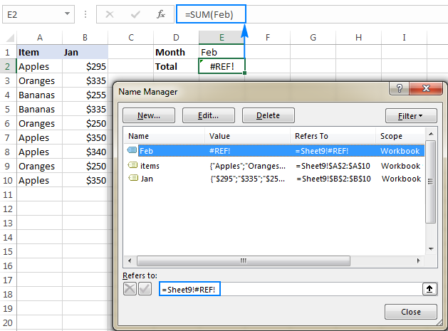 Name manager excel add in